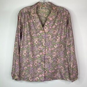 Vintage Frayne Floral Cottagecore Button Up Shirt 80s Small